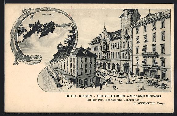 Ansichtskarten: Schaffhausen a. Rheinfall, Hotel Riesen, – Gebraucht aus Berlin von bartko-reher