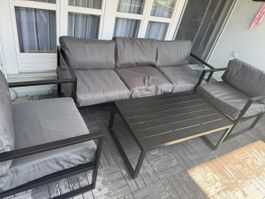 Gartenlounge LUANDA Aluminium (3er-Sofa, 2 Sessel, Tisch)