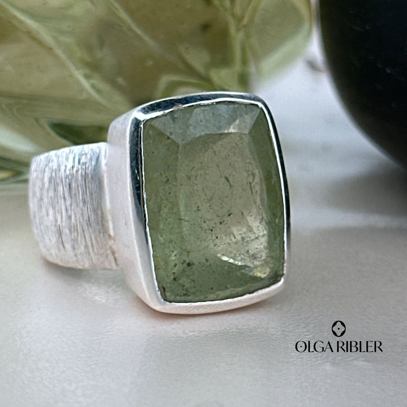 Olga Ribler Bagues: Statement-Ring mit Moos-Aquamarin Ringgrösse 59 – Neuf (Voir description) à Luzern par Schmuckoutlet 1