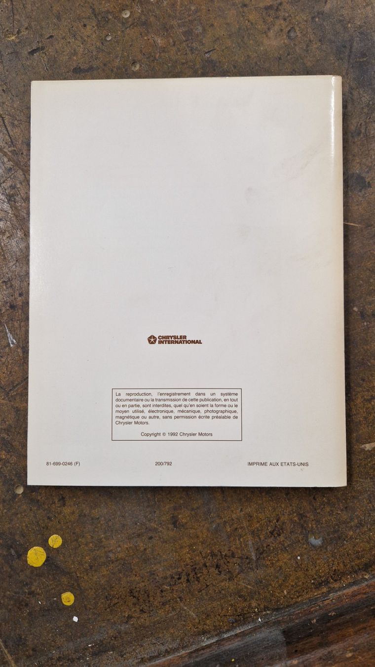 Libri: Methodes de diagnostic: Chrysler International chassis 1992 – Usato da Zürich venduto da jhkag 2