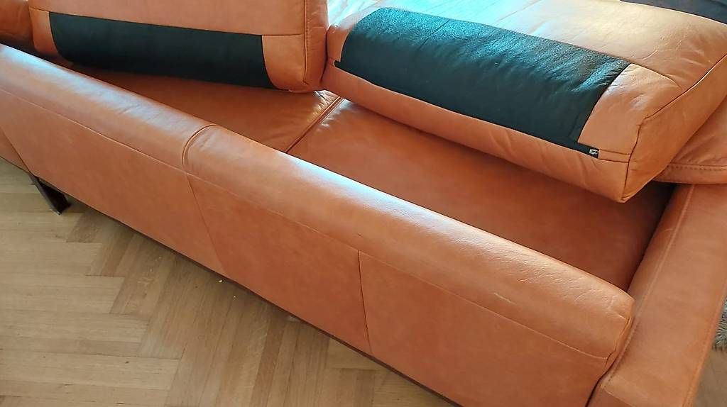 Divani: Hochwertige Echtleder Eckcouch mit Recamiere in Cognac – Usato da Ramsen venduto da eri_z6sf 4