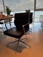 Bürostuhl - Leder & Chrom - Esszimmerstuhl drehbar