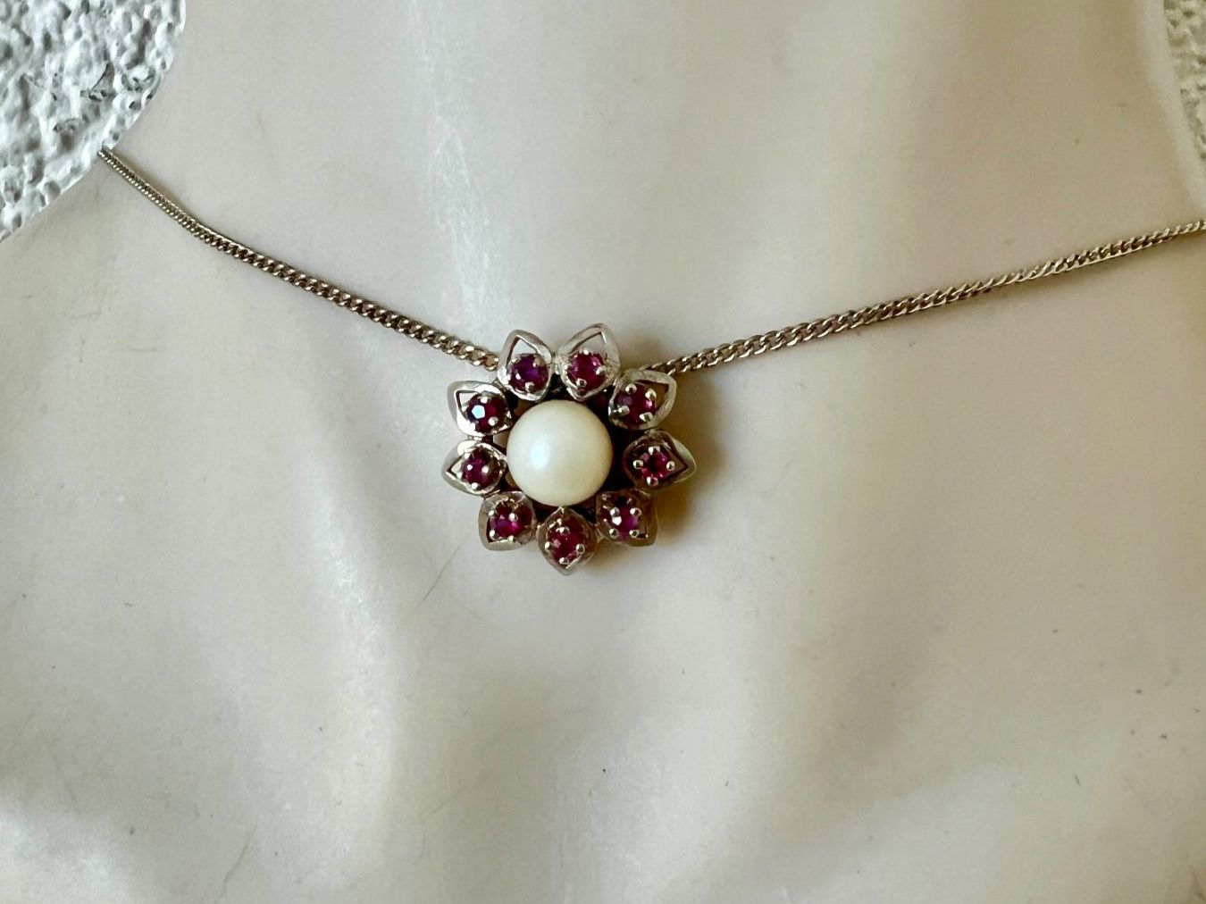 Catenine: Kordes & Lichtenfels Ensemble Silber 800 Rubinblüte & Perle – Usato da Ruswil venduto da artbyhand 9