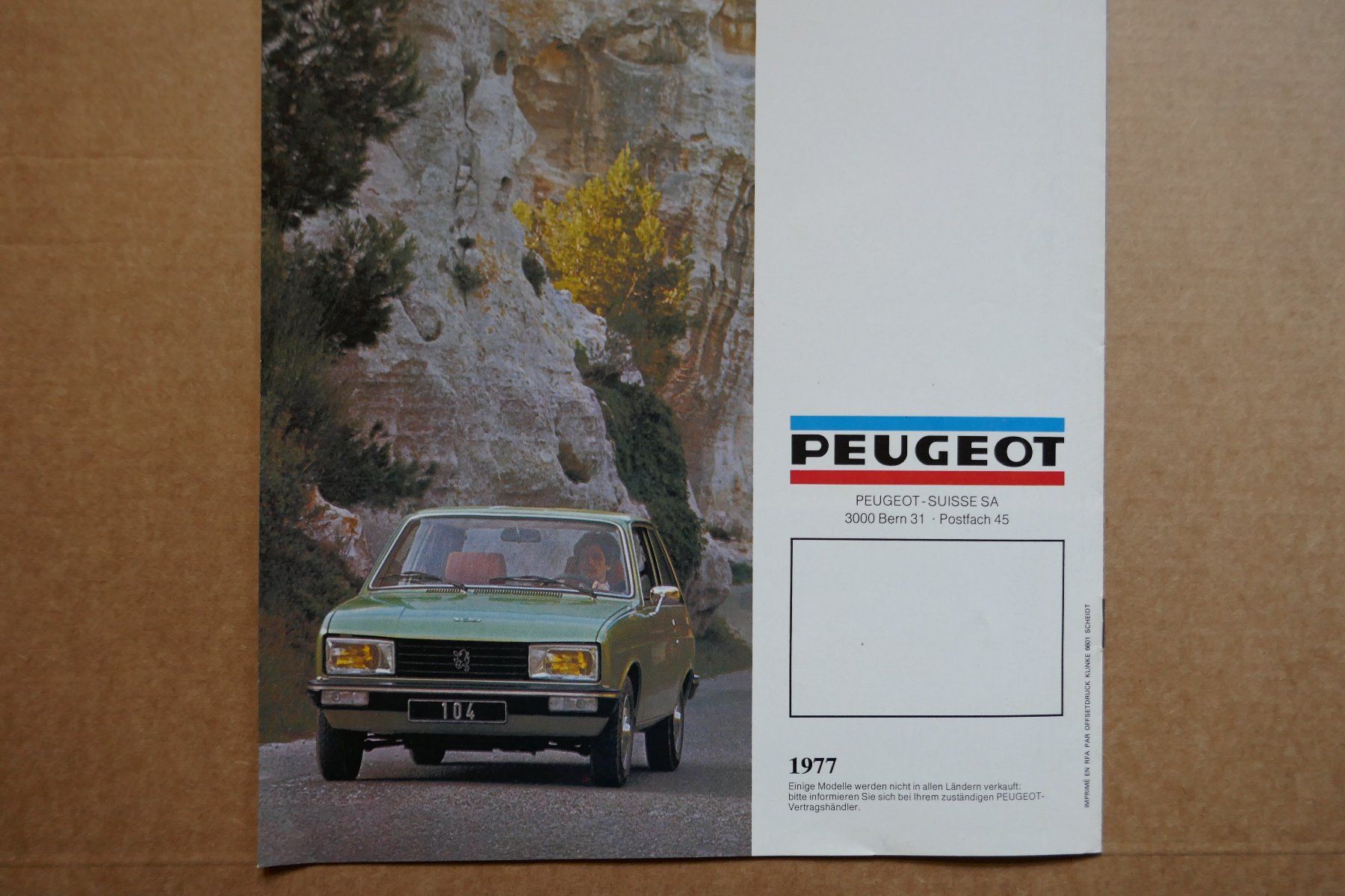 Peugeot Documenti: PEUGEOT  104   Originalprospekt – Usato da Madiswil venduto da ML911 4