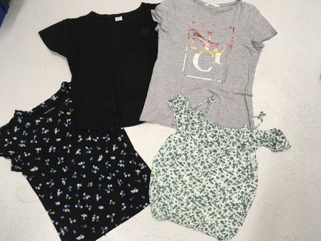 4er Set Sommer T-Shirts für Mädchen, Grösse 170/176