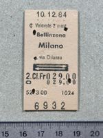 SBB Billett Bellinzona Milano via Chiasso, 10.12.1984