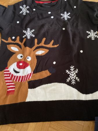 Weihnachtspullover Livergy Rentier Motiv schwarz Grösse L