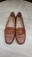 🐎RALPH LAUREN Bursbury Leather Driver Slipper Lauren Tan🐎