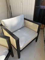 Sessel Holz Rattan mit Kissen guter Zustand 1 Stk