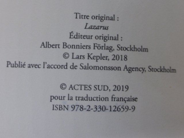 Libri: Lars Kepler - Lazare - 2019 – Usato da Porrentruy venduto da Kim017 2