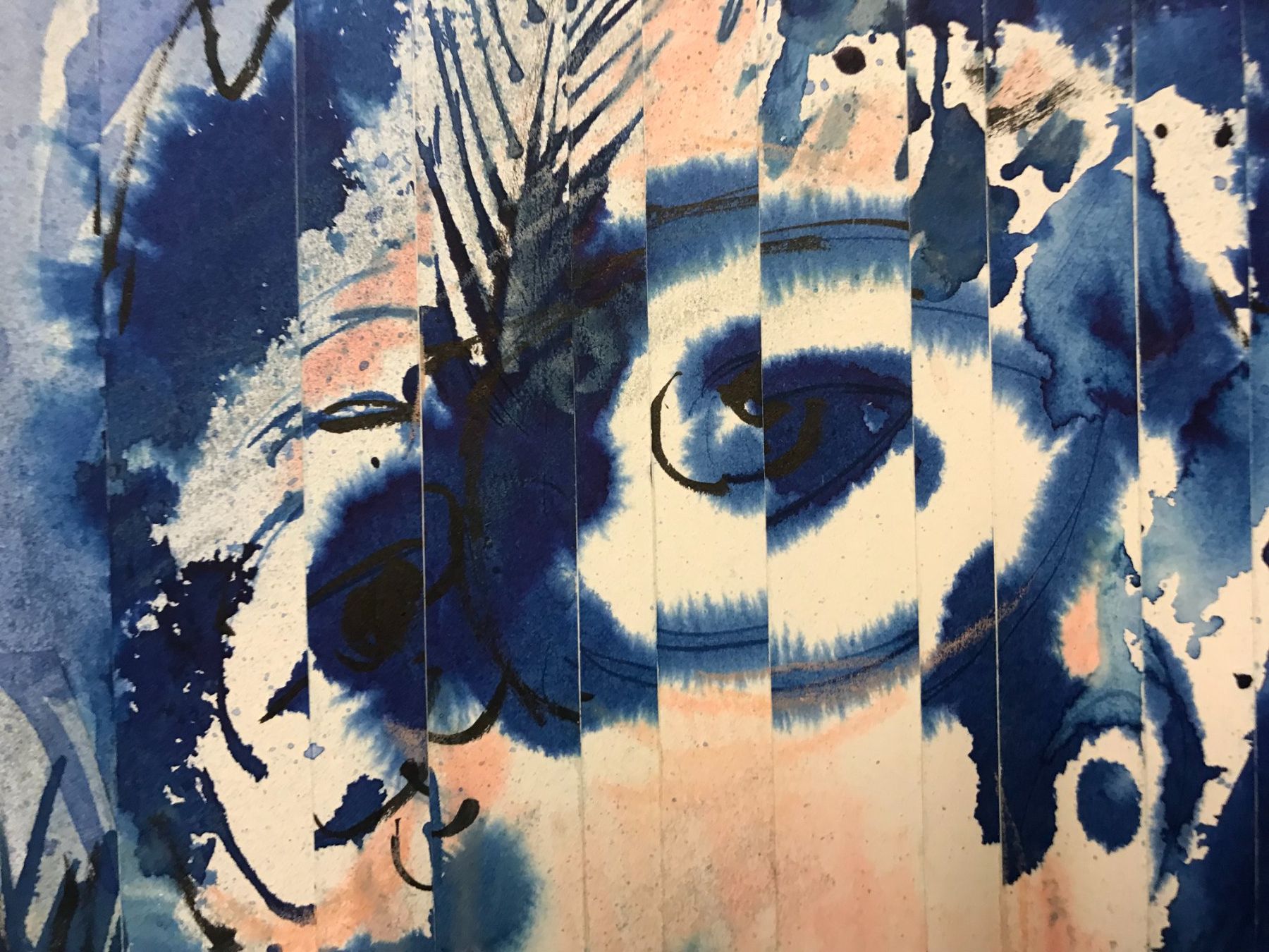 Dipinti: Karnevals-Spuren, Collage-Mischtechnik, 32x39, 1994 – Usato da Biberist venduto da longimanus3 2