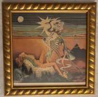 Surrealistische Lithografie (1975), signiert (W.Feilding)