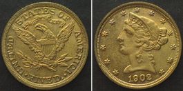 USA 5 Dollars 1902 für Vitrine BITTE LESEN!
