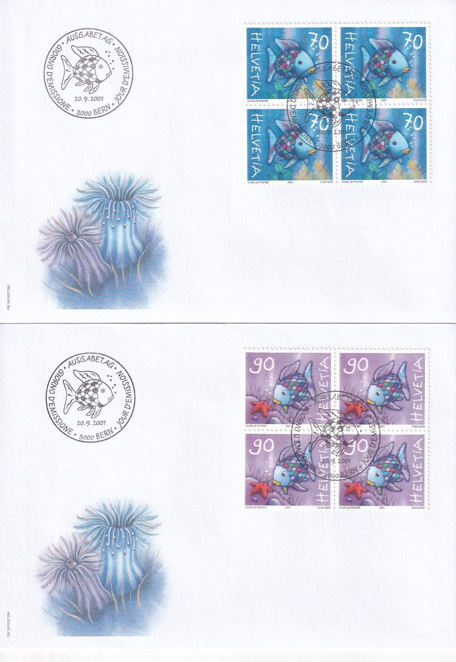 Tutti i francobolli: Lot 8 Briefe FDC 4er Block  2001 – Usato da Rossa venduto da becky05 2