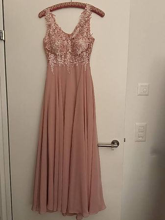 Langes Abendkleid rosa XS/S  auf 160 cm angepasst