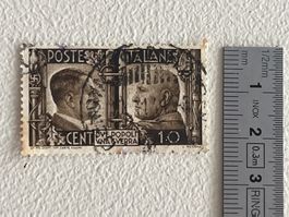 Italia Briefmarke mit Hitler und Mussolini
