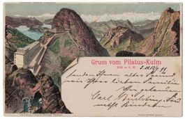 Gruss vom Pilatus-Kulm, Litho, gelaufen 1899