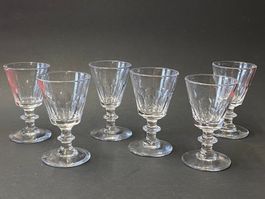 6 Antikes Kristall Schweres Sherry-Weinglas, Large Facettes