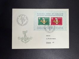 NABAG St. Gallen 1959 Sonderblock auf adr. FDC