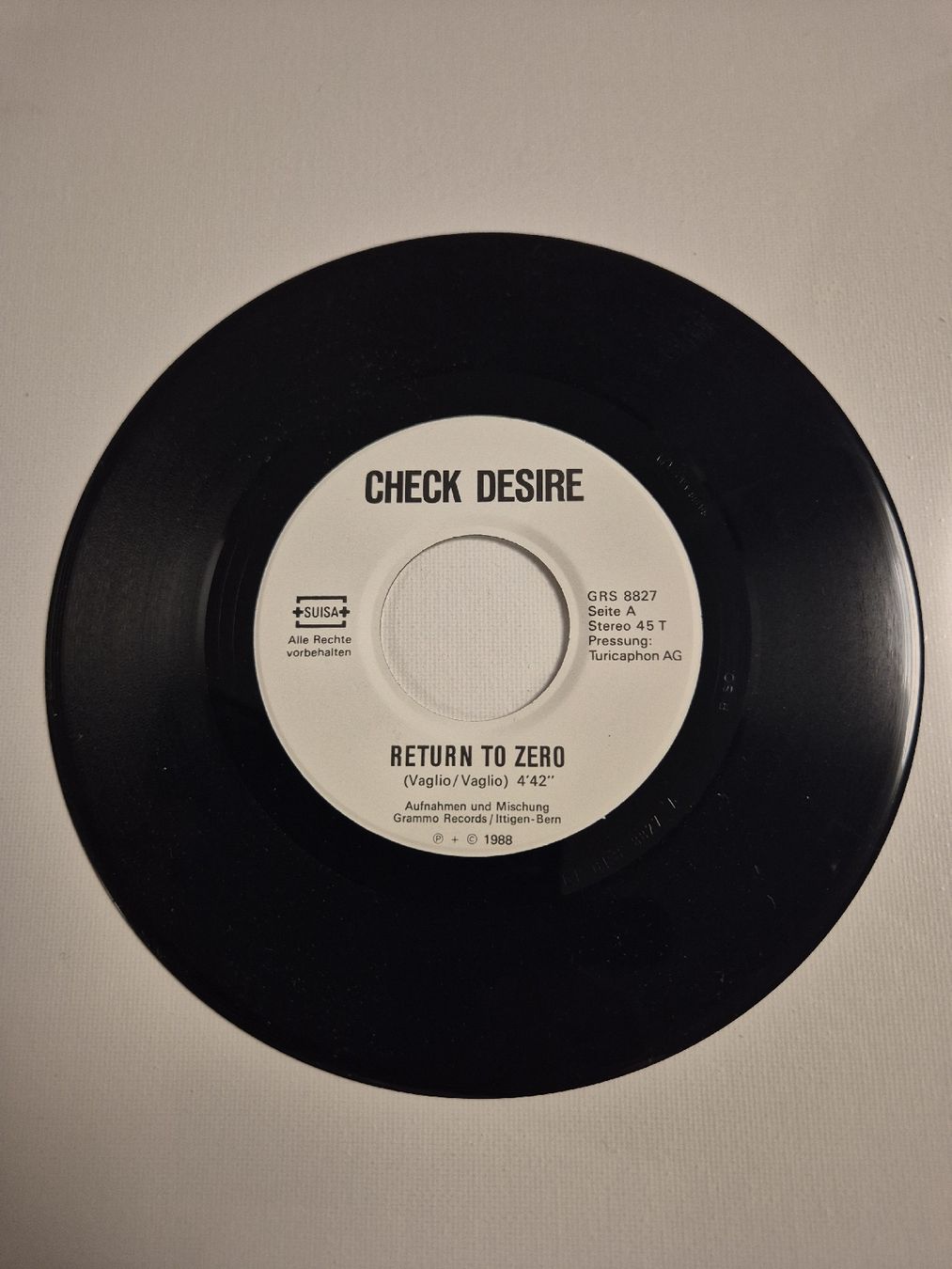 Vinyles: Check Desire  - Return To Zero - Single 7 , CH – D'occasion à Uster par newwave0 2
