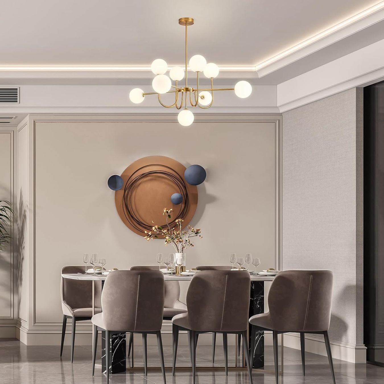 Lampadari & plafoniere: Moderne Sputnik Kronleuchter mit 9 weißen Glaskugeln – Nuovo e nell'imballaggio originale da Wittenbach venduto da VELARO 5