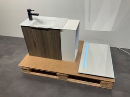 070 Burgbad Badmöbelkombination, braun/weiss, 68cm