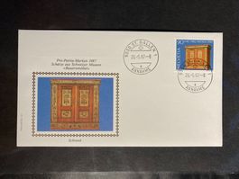 CH 1987 FDC PP Bauernmöbel Schrank Ortsstempel St.Gallen