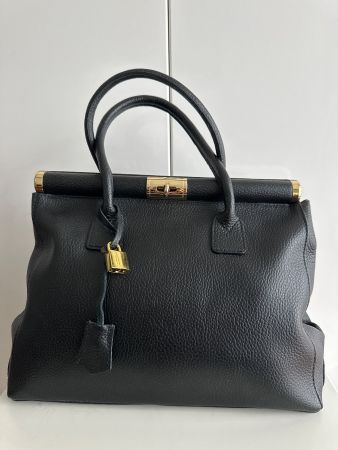TOP🇮🇹 Leder made in Italy - Bag black/gold - NP chf 120