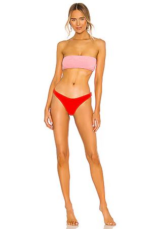 Zimmermann Poppy Terry Bandeau Bikini – Pink/Red – Size 2