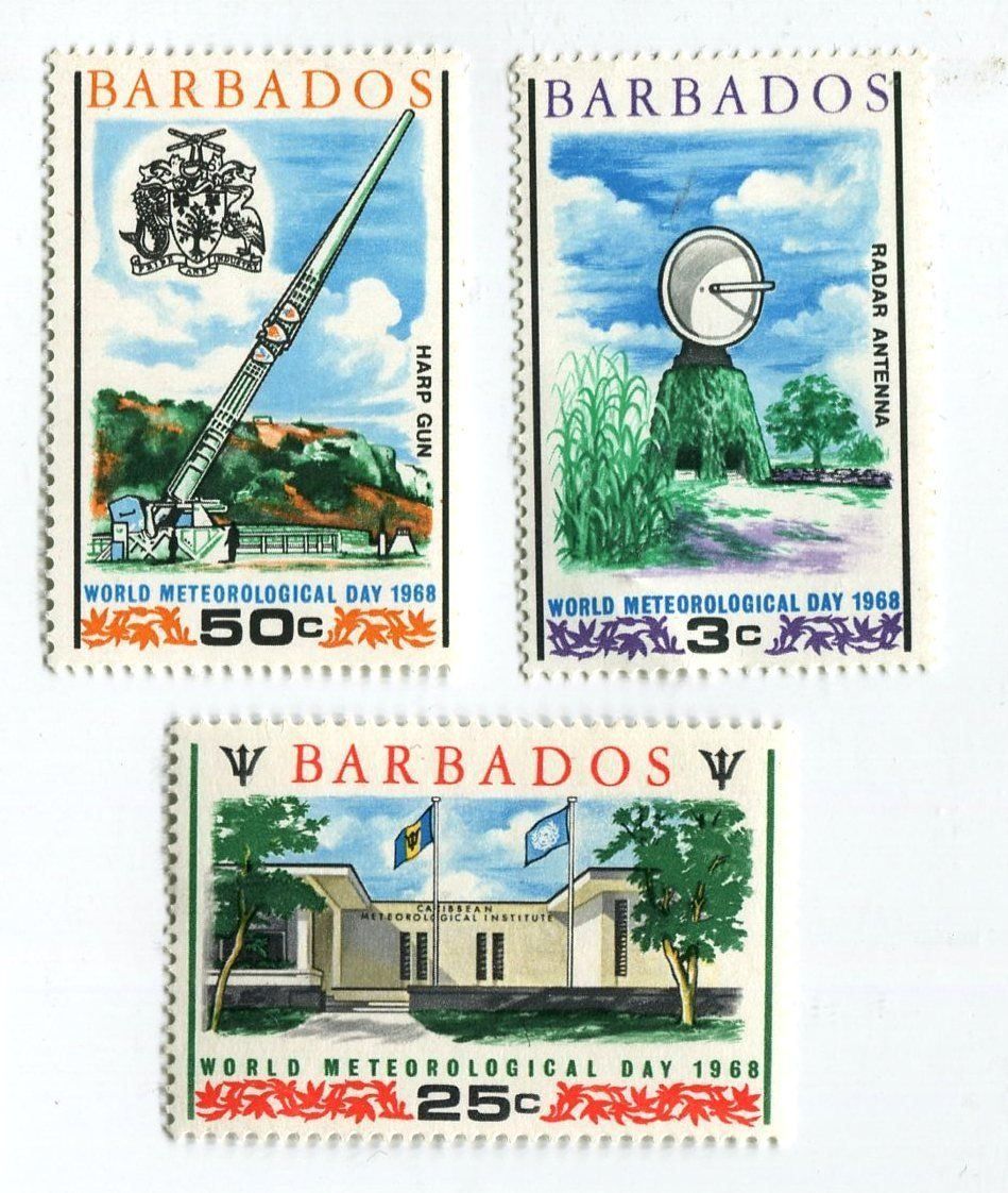 Tutti i francobolli: Briefmarken "Meteorologie". Barbados. – Nuovo e nell'imballaggio originale da Basel venduto da Butsch5