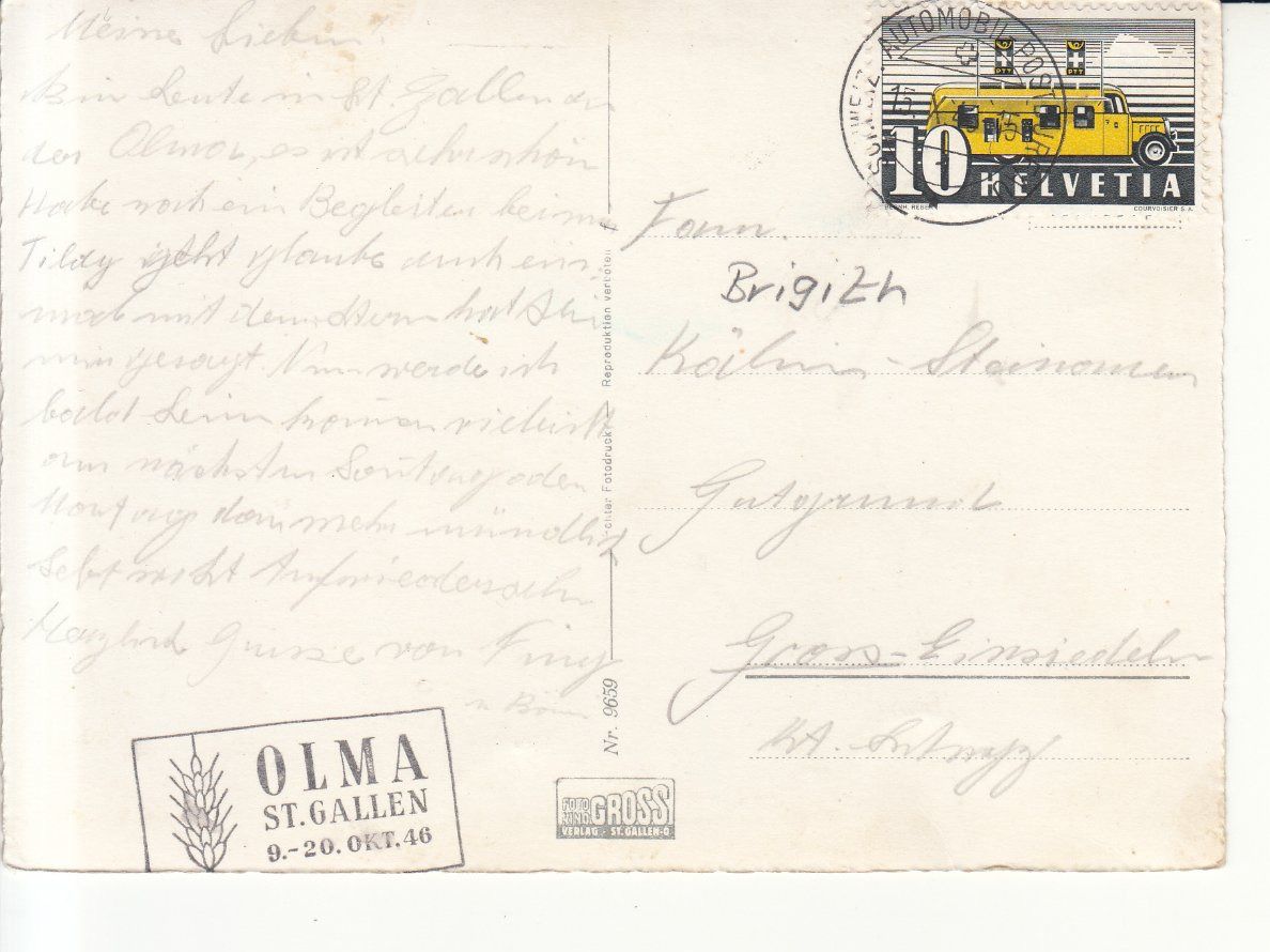 Cartoline postali: St. Gallen 1946 – Usato da Bürglen TG venduto da StampGraf 1