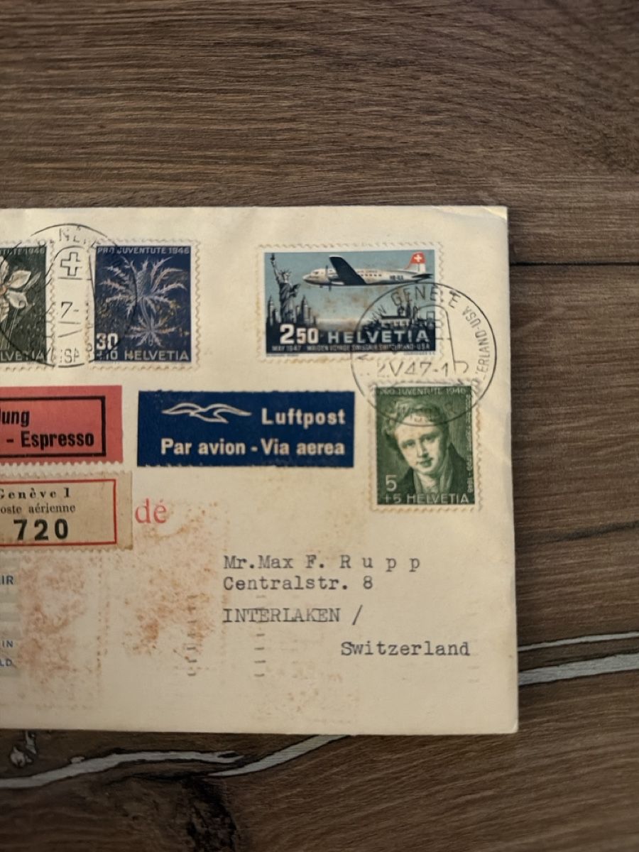 Tutti i francobolli: Briefumschlag mit Schweizer Stempeln und Briefmarken 1947 – Usato da Allschwil venduto da mel_8fhf 1