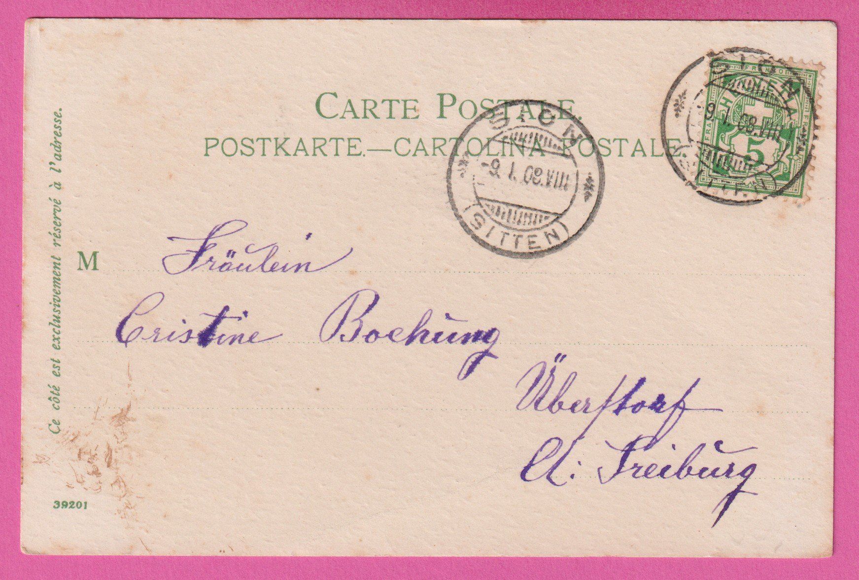 Cartoline postali: Sion Sitten Cathédrale gel 1908 – Usato da Einsiedeln venduto da dillie 1