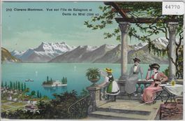 Clarens-Montreux - Vue sur I'Ile de Salagnon - Litho