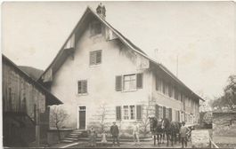 Landwirtschaft/Bauernfamilie 1910 Pferde-Fuhrwerk AG/SO?