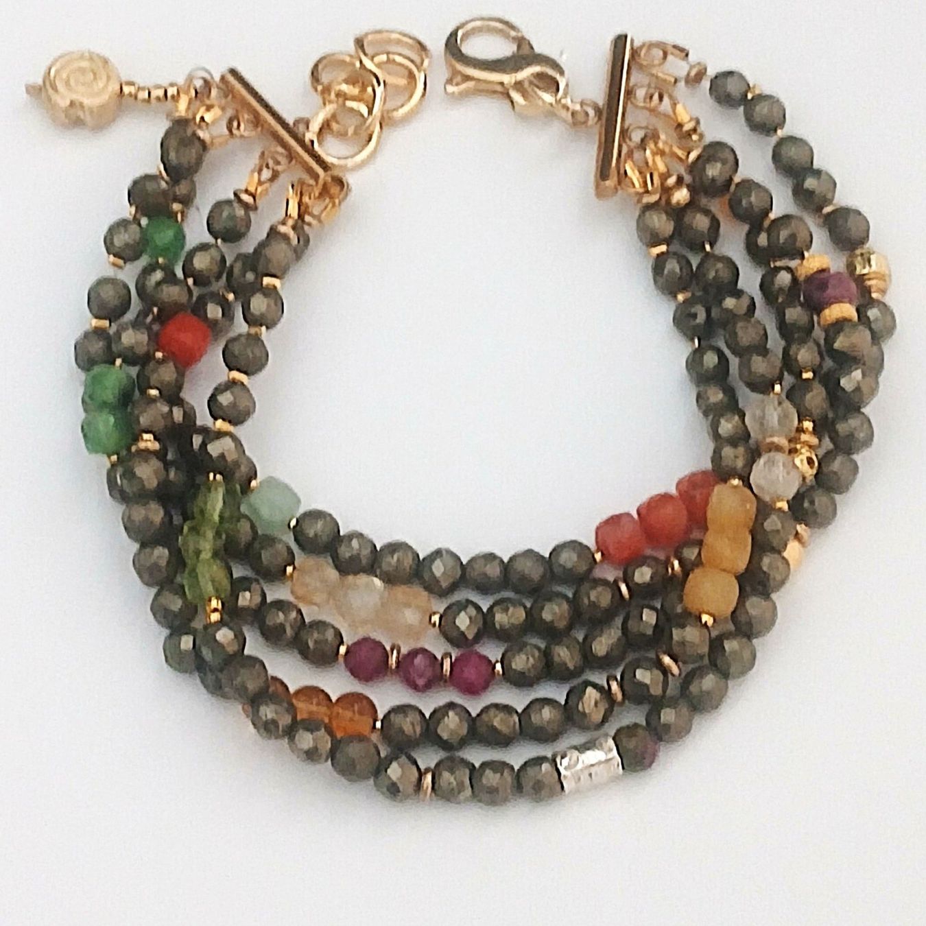 Bracciali & Braccialetti: Statement-Pyrit-Armband mit Halbedelstein  - 5-reihig Unikat – Nuovo e nell'imballaggio originale da Lütisburg venduto da Emarra 5