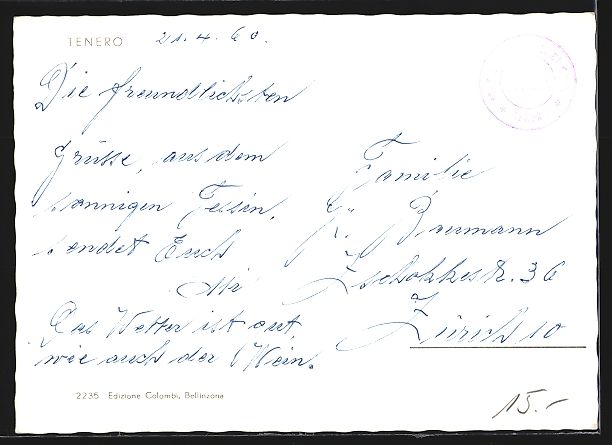 Ansichtskarten: Tenero /Lago Maggiore, Totalansicht mit  – Gebraucht aus Berlin von bartko-reher 1