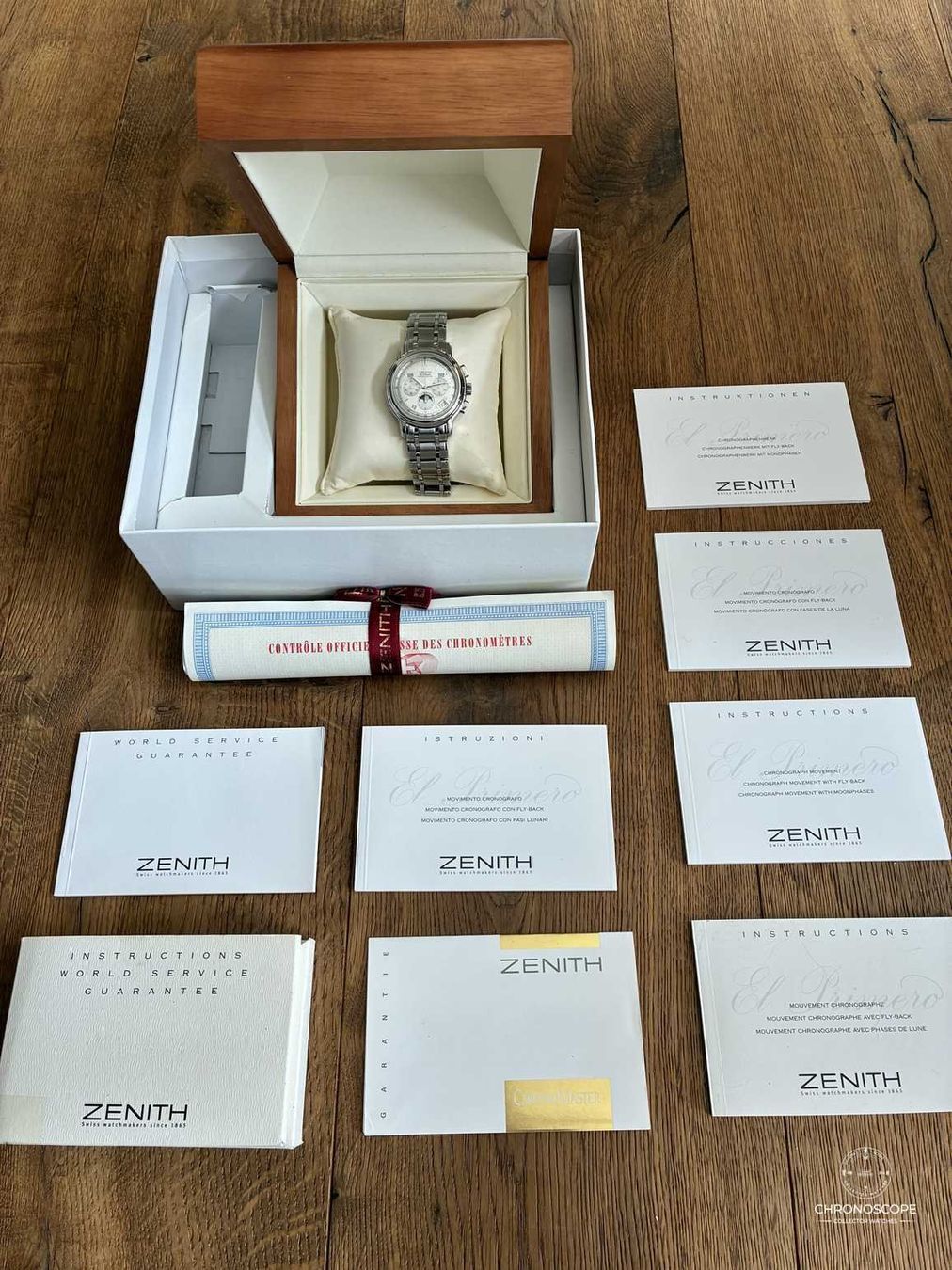 Zenith Orologi: Zenith Chronomaster Full Calendar Chronograph Cal. 410, Full – Usato da Luzern venduto da ChronoScope6004 8