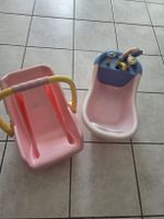 Puppenutensilien: Badewanne, Babyschale