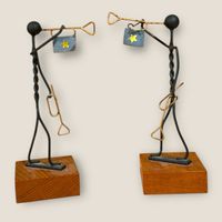 Funky Metal Figurines with Instruments - Set of Two