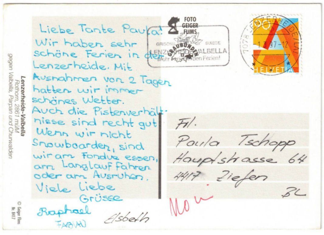 Cartoline postali: Lenzerheide - Luftseilbahn Rothorn – Usato da Binningen venduto da Mountainrider 1