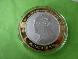 Vatikan, vergoldete/versilbert Medaille 70 mm PP, Franciscus