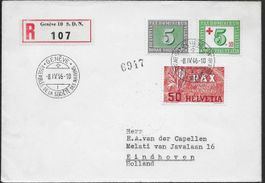 1946 R/Brief o GENÈVE SDN + PAX Frankat. nach Holland ab 1.-