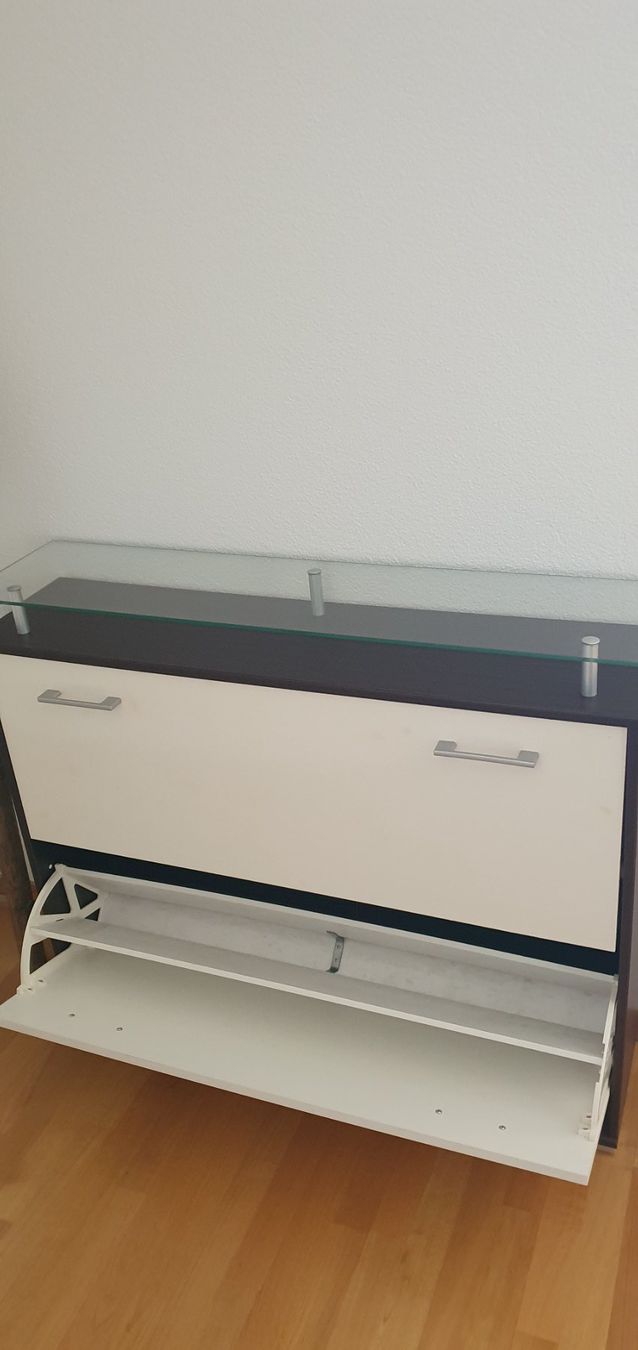 Scaffali: Schuhschrank mit Glasplatte, 2 Schubladen – Usato da Kehrsatz venduto da W.Aldo 3