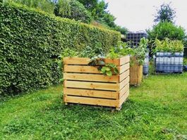 Holzverschalung aus Douglasien Holz für IBC Wassertank