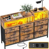 Kommode 9 Stoffschubladen LED 2 USB 2 Steckdosen Vintage