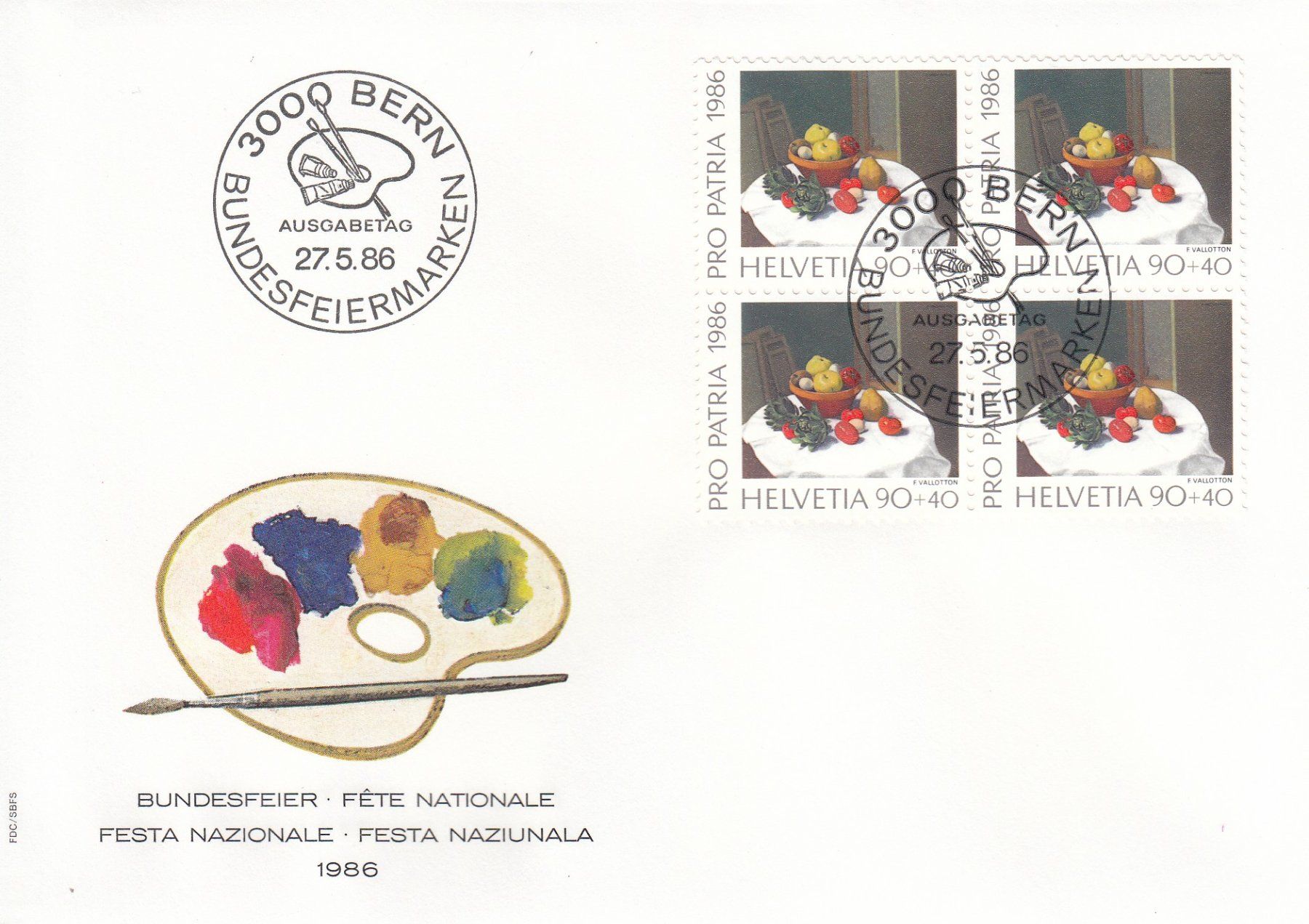 Tutti i francobolli: 1986 4 FDC Viererblock Pro Patria – Usato da Spreitenbach venduto da Mustang_1105 3
