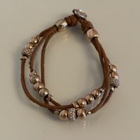 Lederarmband Fossil Damen 3-reihig Roségold 