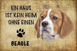 Blechschild-BEAGLE-KEIN HEIM OHNE EINEN