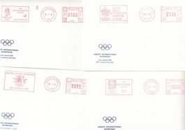 OLYMPIA LAUSANNE 7 versch Maschinenstempel OLYMPIADEN SPORT